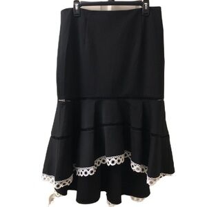 Vintage Boston Proper Women's Black High Low Skirt With Lace Hem Size Medium